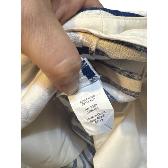 J. Crew Womens Striped Navy & White Pleated Shorts Size 00 Cotton/Linen Blend - Picture 5 of 5